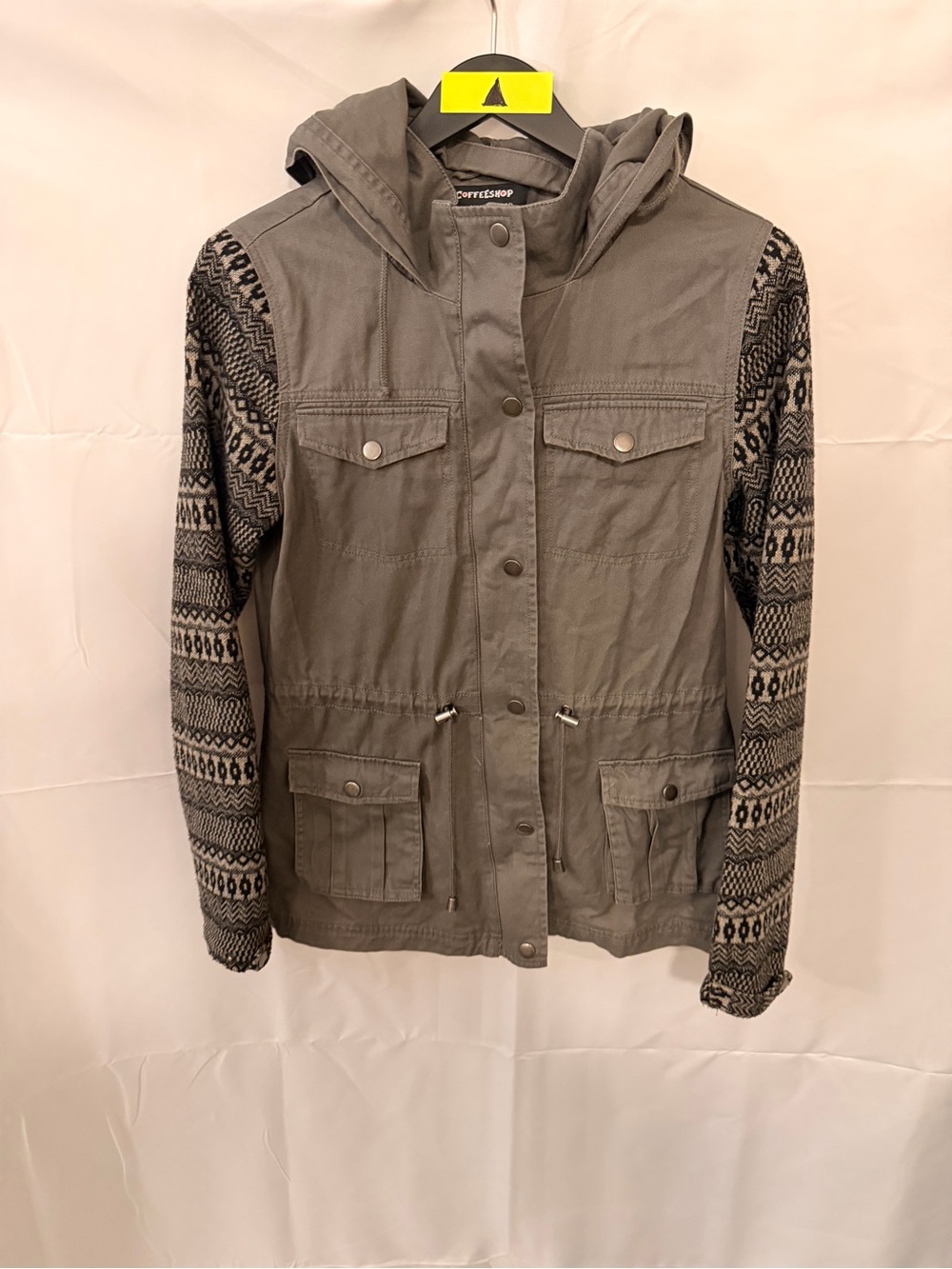 Women’s CoffeeShop Full Zip Hooded Shirt Jacket Shacket